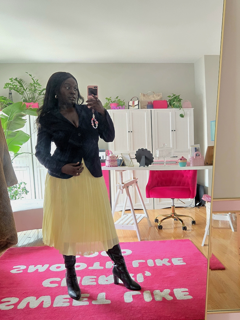 ASOS - Pleated Pastel Yellow Midi Skirt